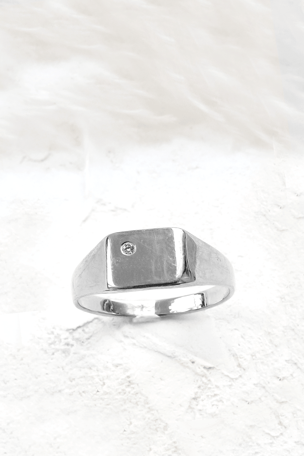 14K Gold SQUARE SIGNET DIAMOND RING