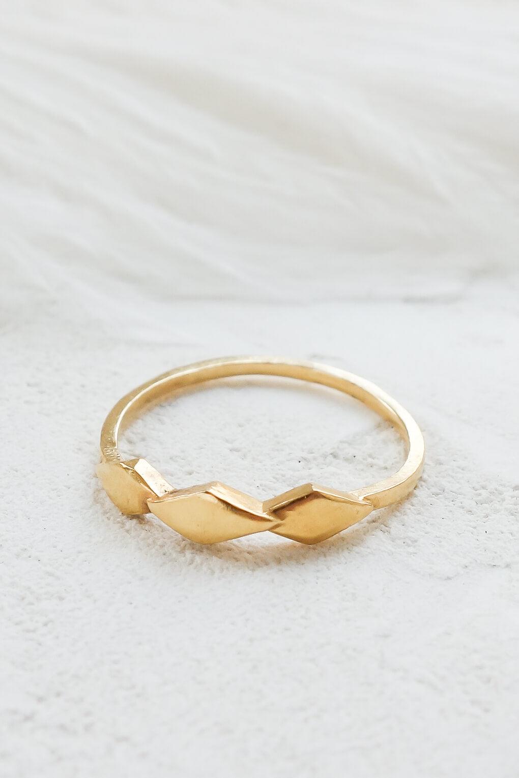 14K Gold Triple Rhombus Ring