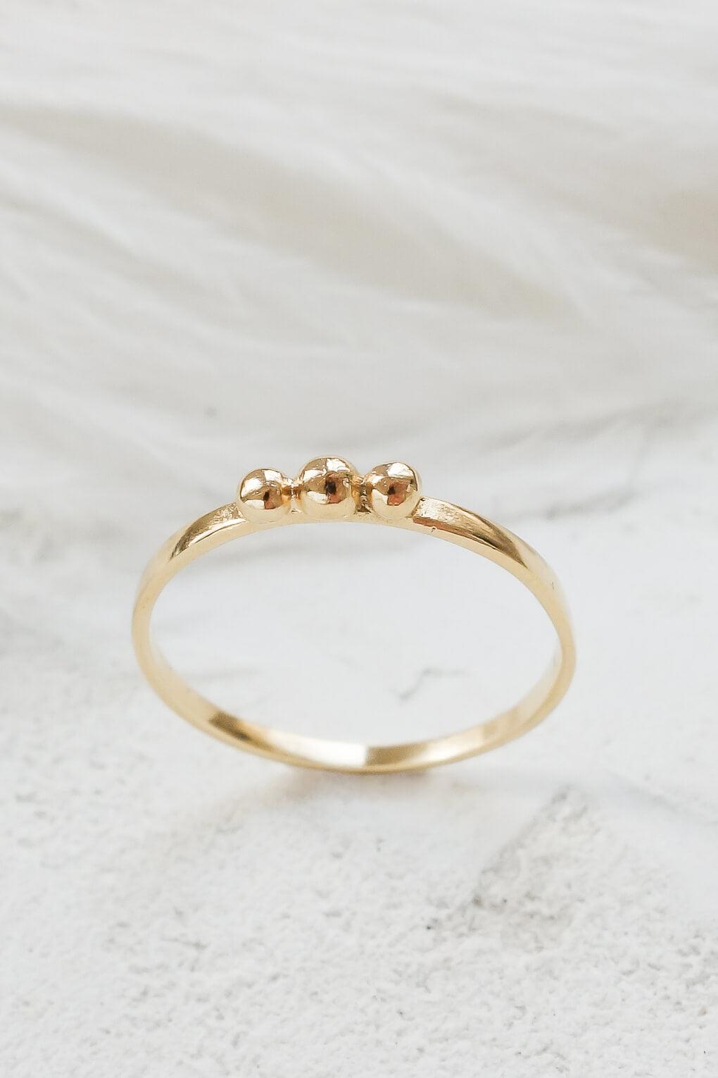 14K Gold TRIPLE DOT RING