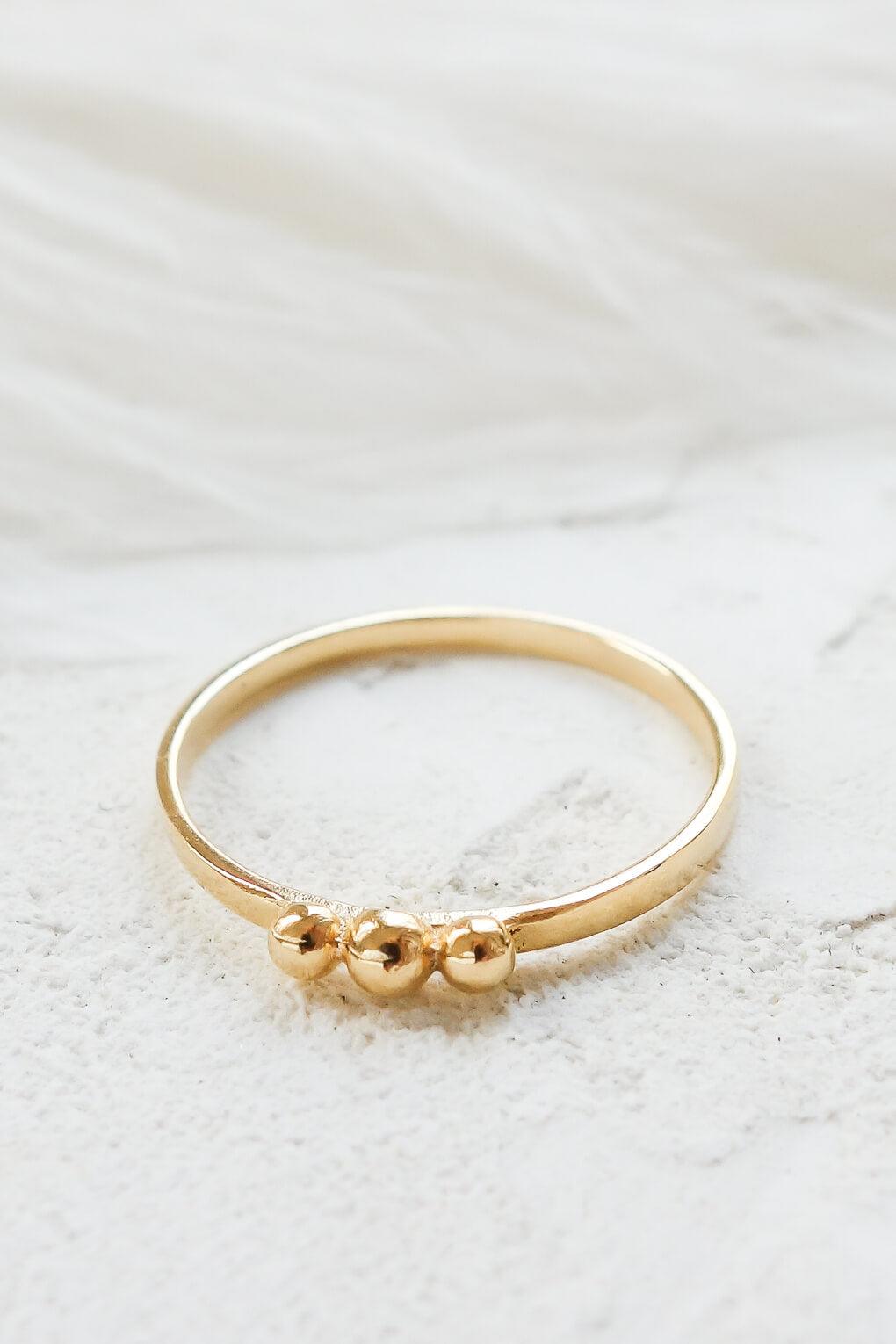 14K Gold TRIPLE DOT RING