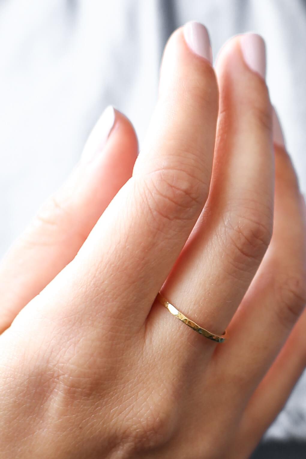 14K Gold hammered ring